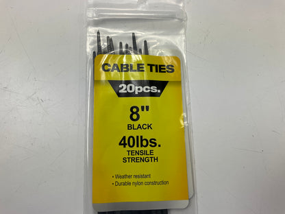 (12) Pilot EL-301 Cable Zip Ties 8'', 40 Lb Tensile Strength, 20/Pack, 240 Total