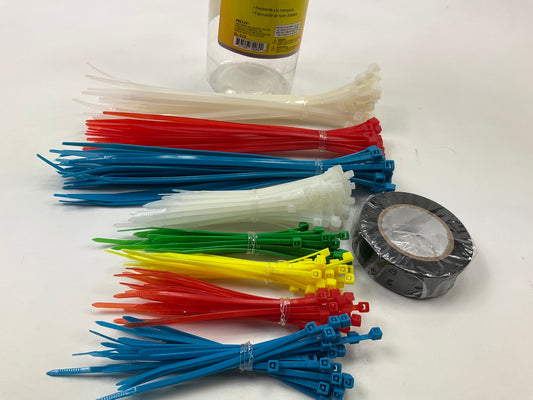 300 Pcs Mixed Zip Ties, 4'' And 8'' Long, Different Colors + Free Electrical Tape