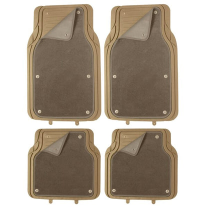 Pilot FM-09T Universal Trim-To-Fit Heavy Duty Carpet Tan Floor Mats, 4-Piece Set