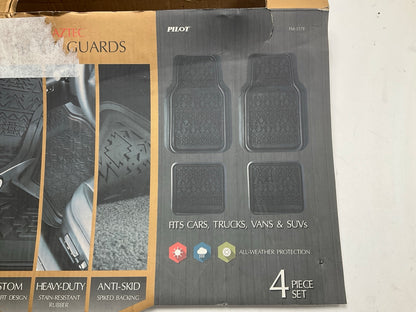 Pilot FM-337E - 4pc Aztec Rubber Floor Mat, BLACK