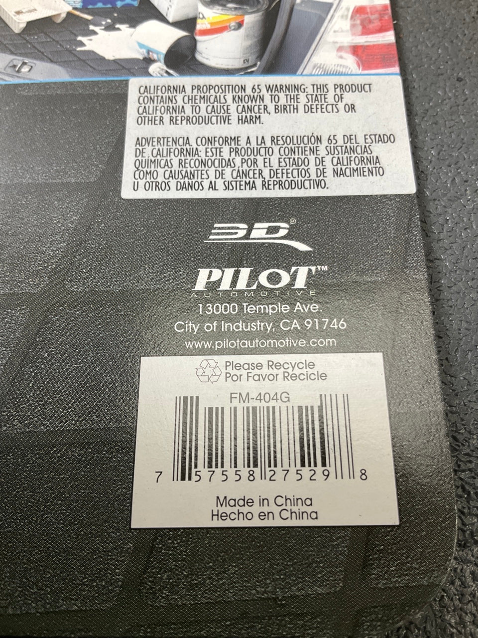 Pilot FM-404G - Heavy Duty Gray Cargo Mat, Durable Rubber, 34.5'' X 27''