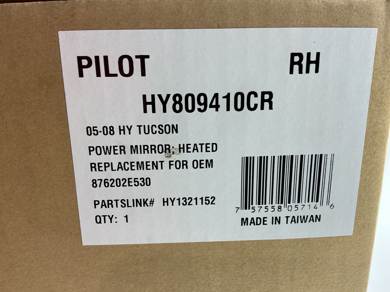 Pilot HY809410CR Right Heated Mirror For 2005-2009 Hyundai Tucson