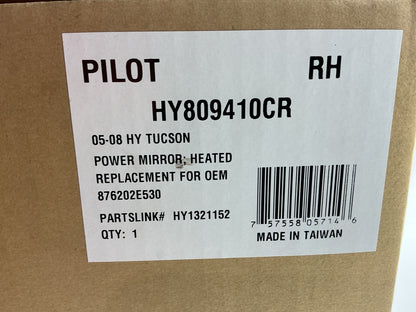 Pilot HY809410CR Right Heated Mirror For 2005-2009 Hyundai Tucson