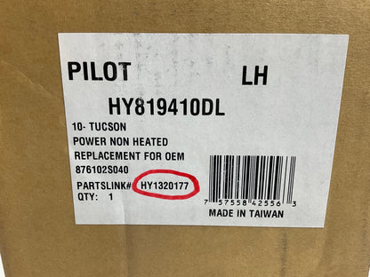 Pilot HY819410DL Left Drivers Side Mirror, Power, Non-Heated For 10-11 Tucson