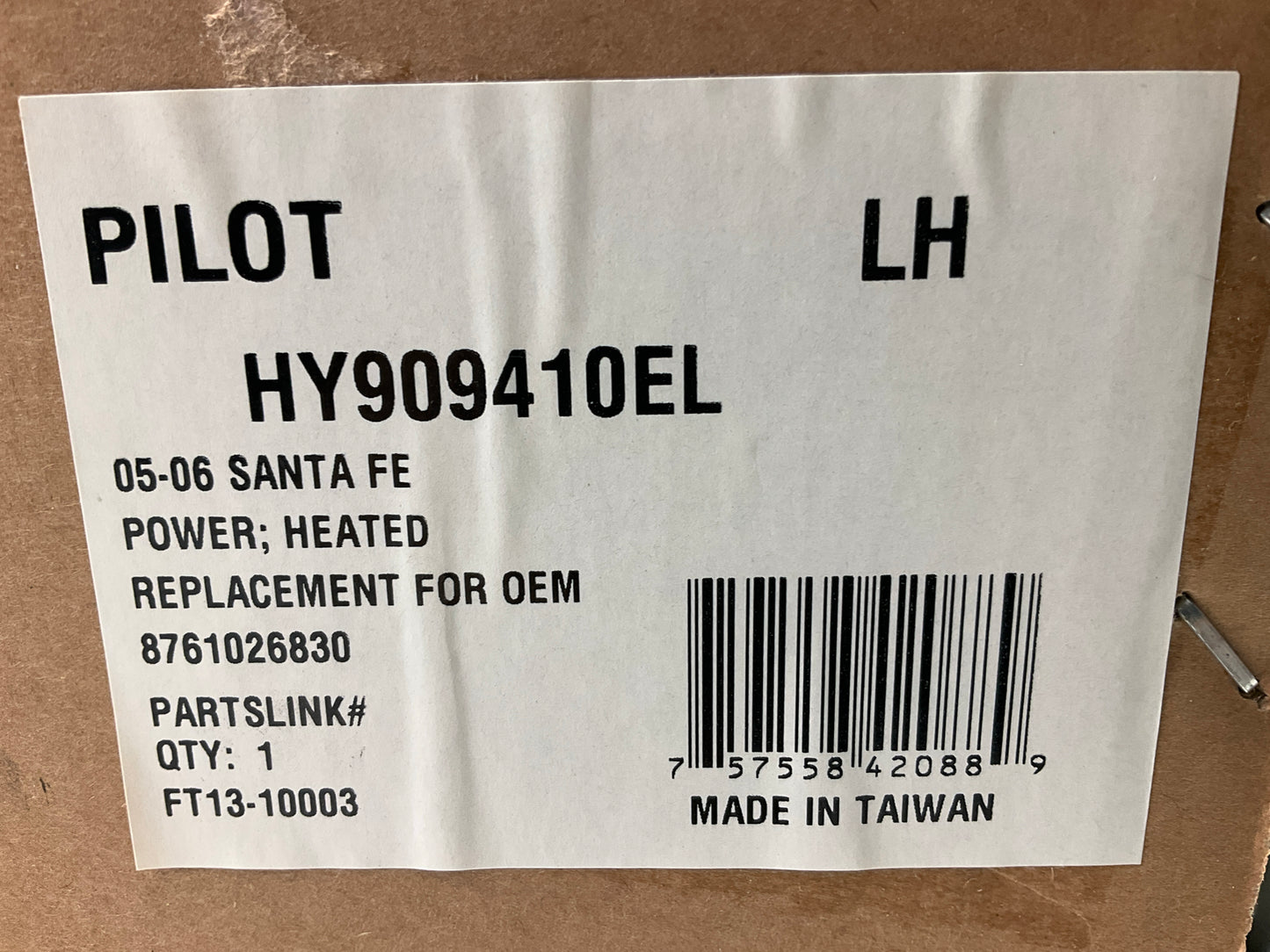 Pilot HY909410EL Left Heated Power Mirror For 2005-2006 Hyundai Santa Fe