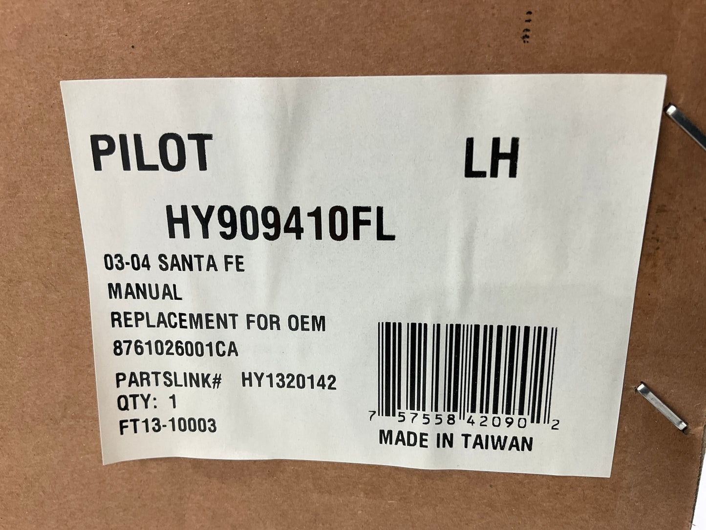 Pilot HY909410FL Front Left Drivers Side Door Mirror For 03-04 Hyundai Santa Fe