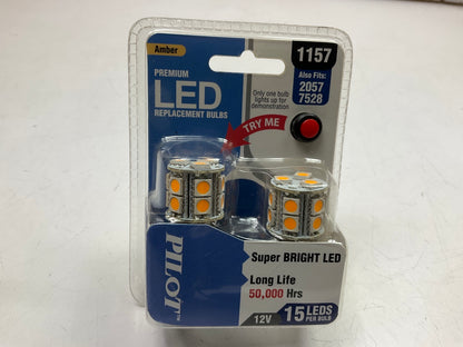 Pilot IL-1157A-15 Amber LED Light Bulbs For 2057, 7528 Bulbs, 12V, 50,000HRS