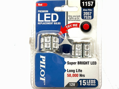 Pilot IL-1157R-15 Red LED Replacement Light Bulb (2057, 7528), 12V, 50,000HRS