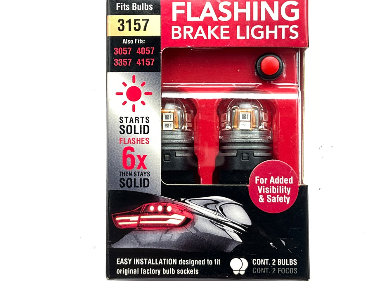 Pilot IL-3157-15RBK Flashing Brake Light Bulb, 2PC, Red (3057, 4057, 3357, 4157)