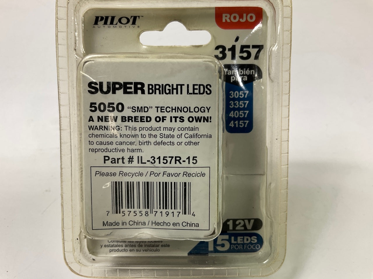 Pilot IL-3157R-15 LED Turn Tail Light Bulb, Red, 2 PC, (3057,3357, 4057, 4157)