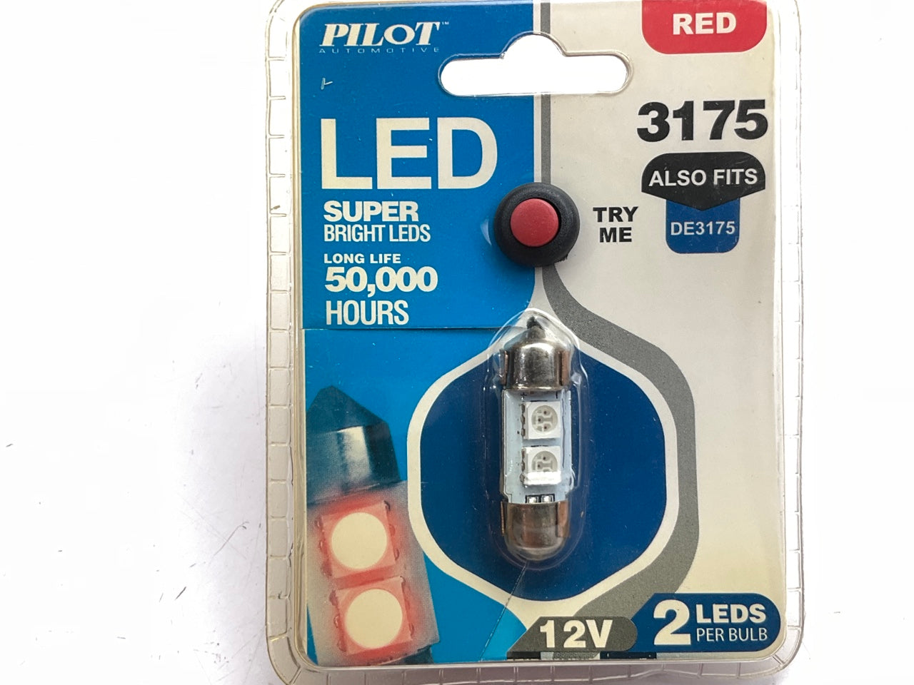 Pilot IL-3175R LED Dome Light Bulb, Red, For 3175, 12V, 50,000HRS