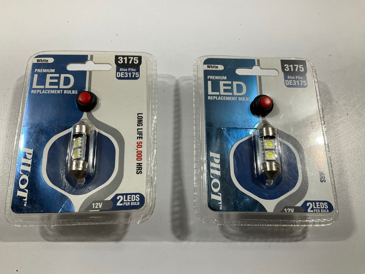 (2) Pilot IL-3175W - White LED Dome Light Bulbs, Accent Lights (DF3175),12V