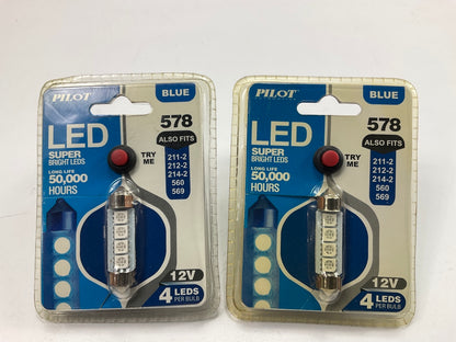 (2) Pilot Automotive IL-578B 12V Blue LED Dome Light Bulb