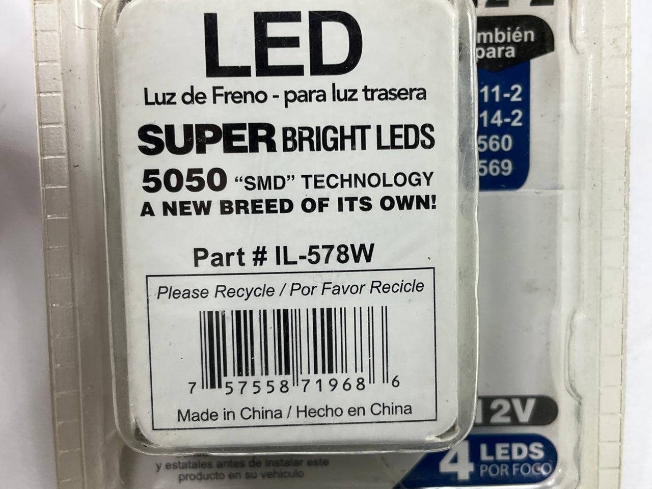 (2) PILOT IL-578W # 578 White LED Dome Map Light Bulbs