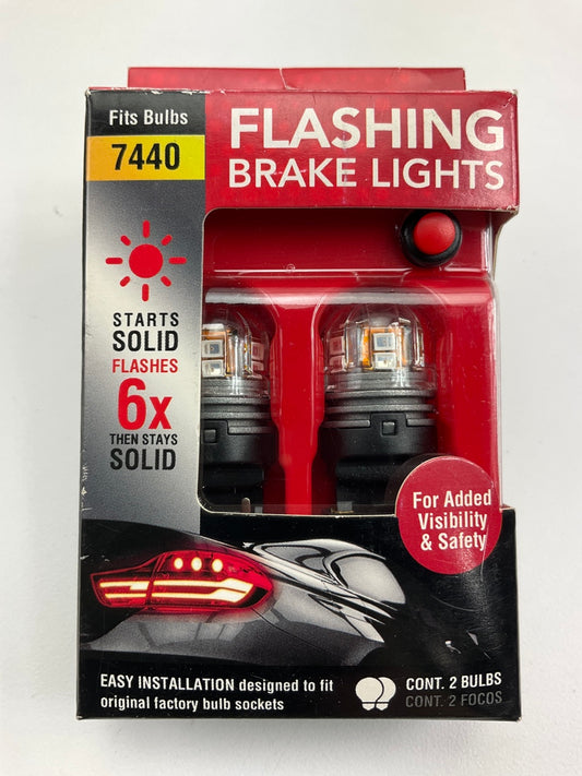 Pilot IL-7440-15RBK RED LED Flashing Brake Lamp Light Bulb 7440 - 2 PACK