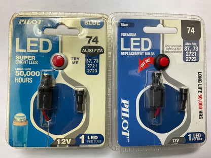 (2) Pilot IL74B # 74 Super Bright LED Light Bulbs Blue 12V For 2721 2723 37 73