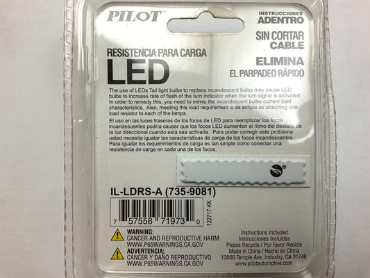 Pilot IL-LDRS-A LED Bulb Load Resistor Eliminates Fast Blinking, 2PC, 50W