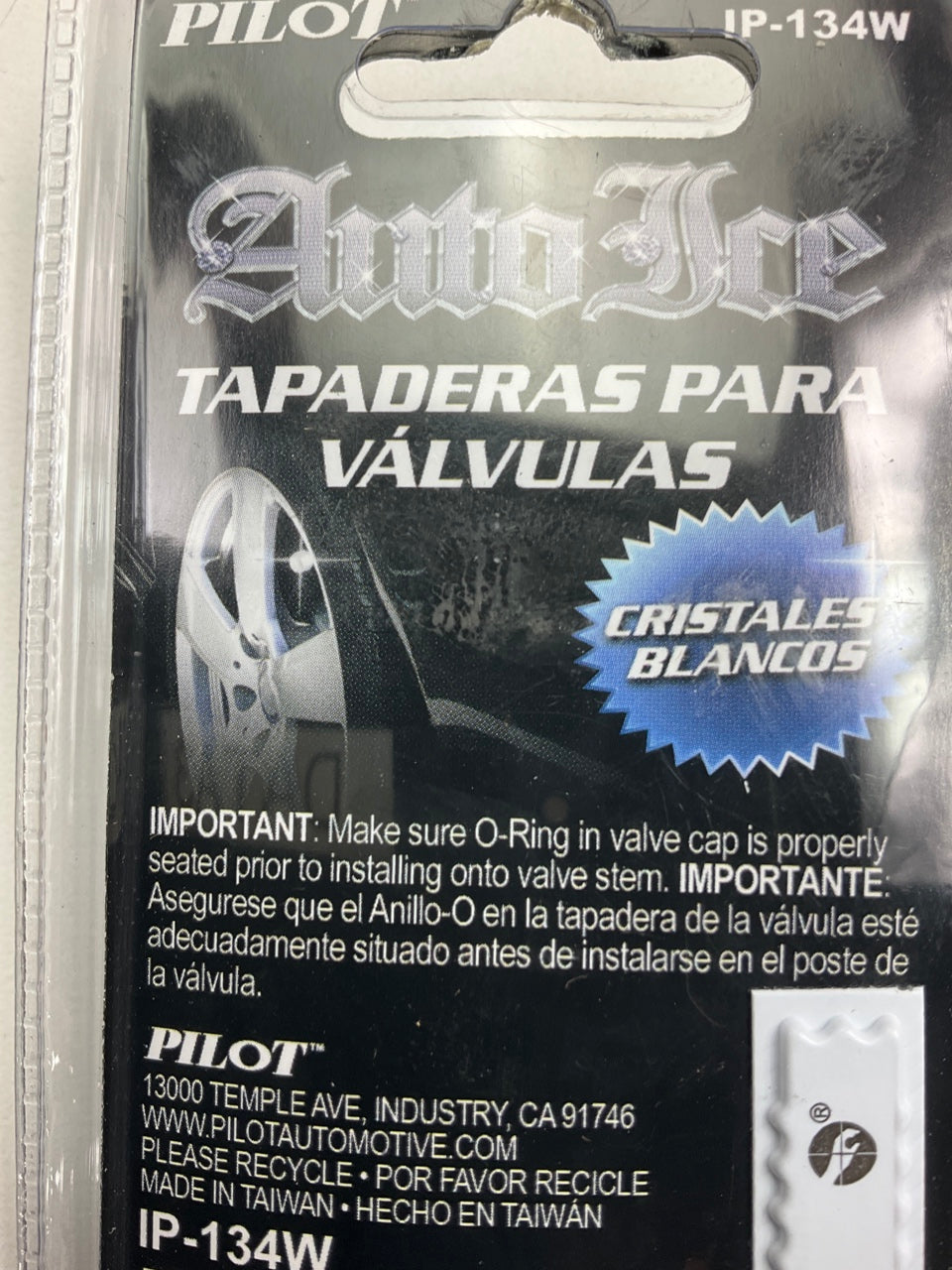 Pilot IP-134W Chrome Crystal Wheel Valve Stem Caps