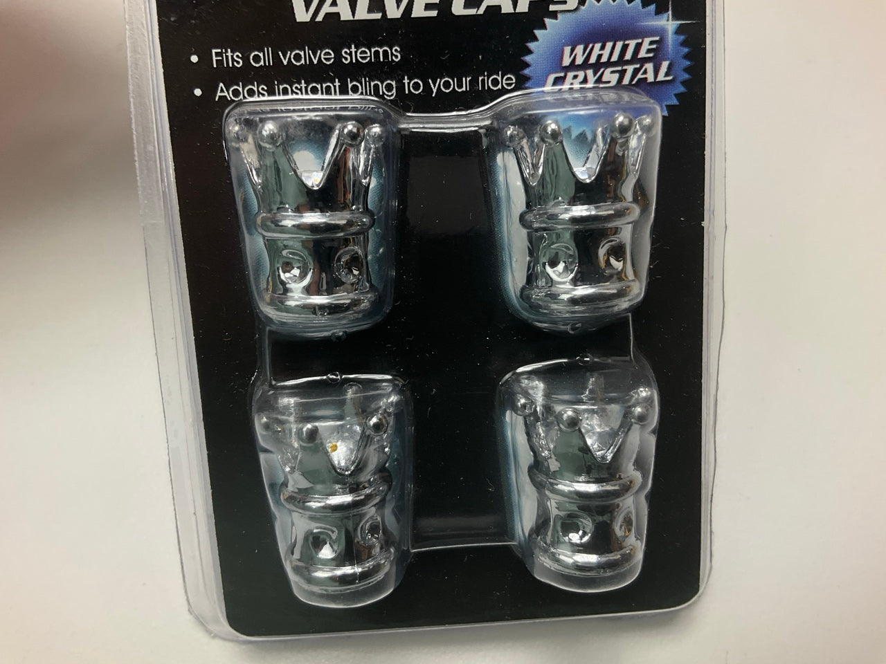 Pilot IP-2025S Chrome Crown ABS Plastic Tire Valve Stem Caps - 4 Piece
