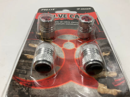 Pilot IP-2042S Silver Biohazard Logo Aluminum Valve Cap - 4 Piece
