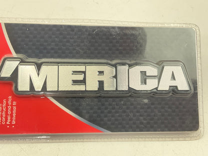 Pilot IP-3094A Silver & Black 'Merica Car Emblem, Aluminium, 7.8'' X 3.5'' X 0.4''