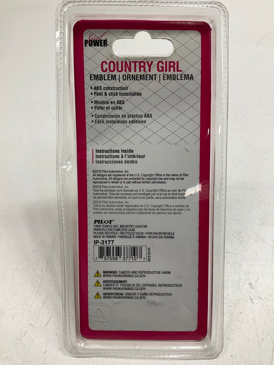 Pilot Automotive ''Country Girl'' Stick-on Chrome Emblem