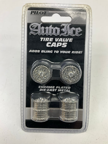 Pilot IP-351 - Silver Auto Ice Wheel Valve Stem Caps, One Set Of 4
