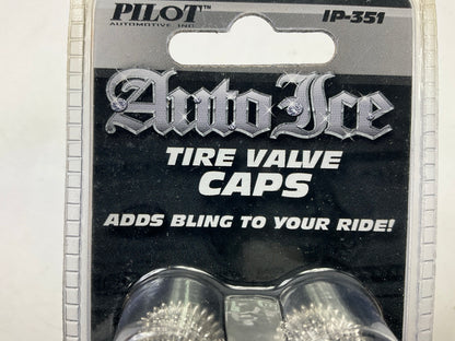 Pilot IP-351 - Silver Auto Ice Wheel Valve Stem Caps, One Set Of 4