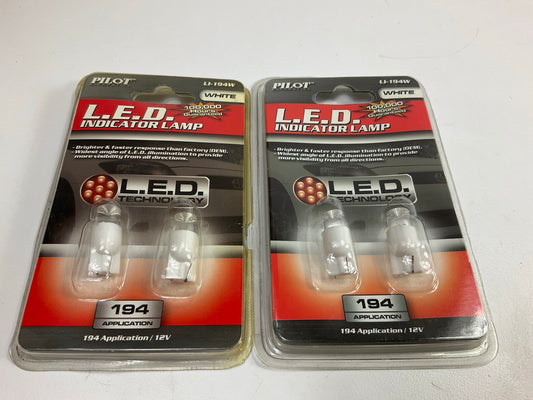 Pilot LI194W SUPER BRIGHT # 194 WHITE LED Light Bulbs, 4 Bulbs Total