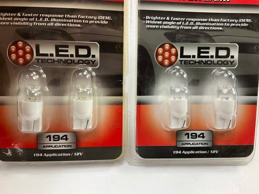 Pilot LI194W SUPER BRIGHT # 194 WHITE LED Light Bulbs, 4 Bulbs Total