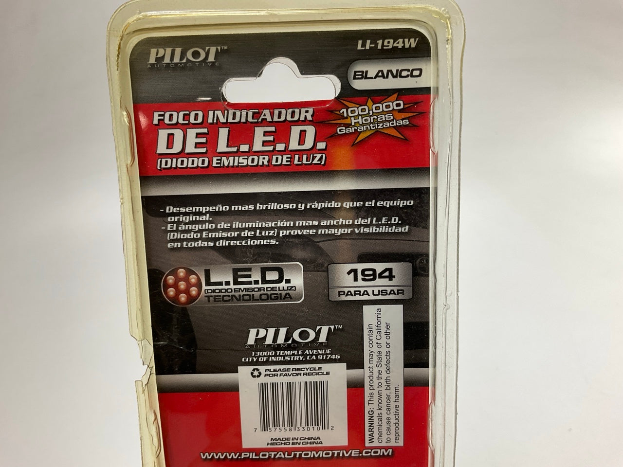 Pilot LI194W SUPER BRIGHT # 194 WHITE LED Light Bulbs, 4 Bulbs Total