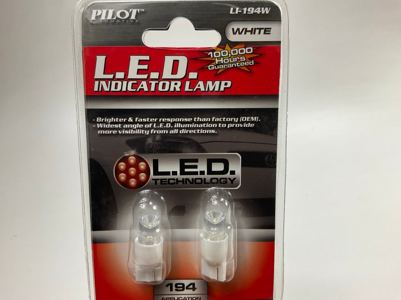 Pilot LI194W SUPER BRIGHT # 194 WHITE LED Light Bulbs, Pair