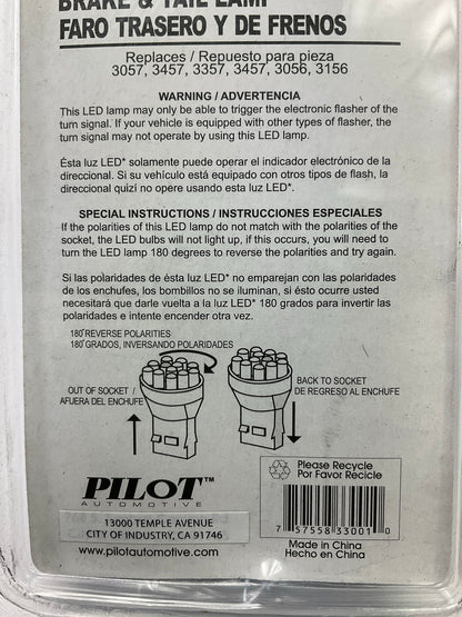 Pilot LI-3057W LED Tail Brake Lamp Light Bulb #3057, 3457, 3357,3056,3156 12V