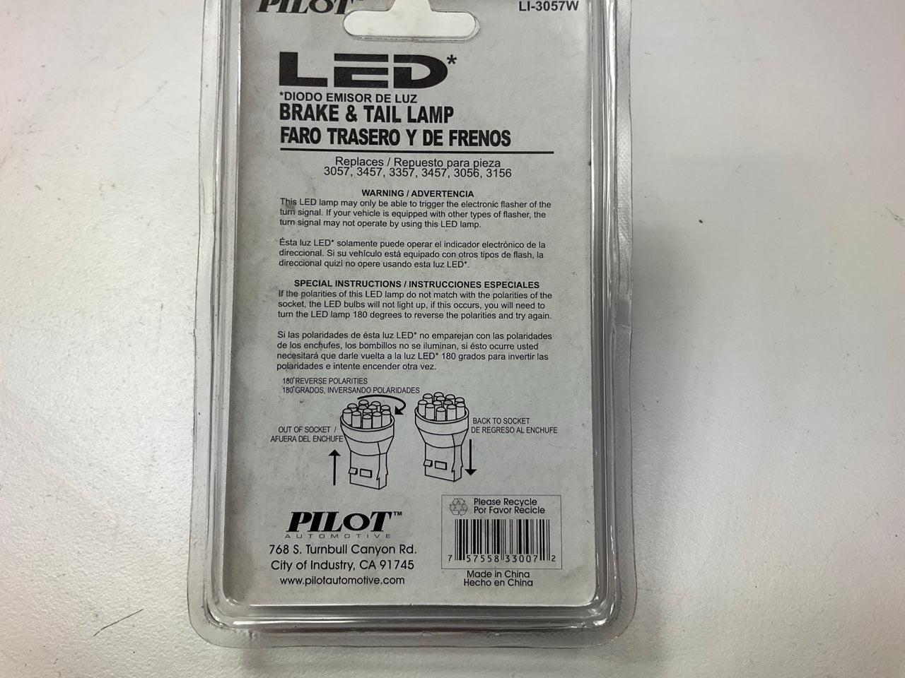 (2) Pilot LI-3057W LED Tail Brake Light Bulb #3057, 3457, 3357, 3457 3156 12V