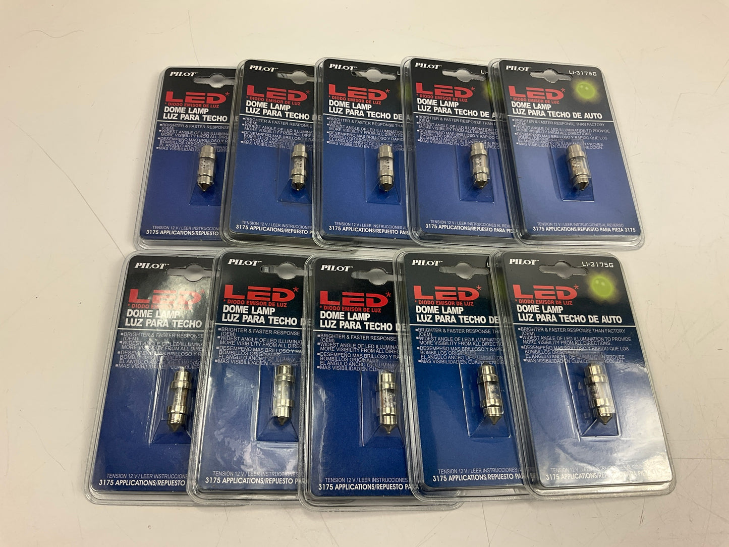 10 Pack - Pilot LI-3175G LED Dome Light Bulb 3175 12V