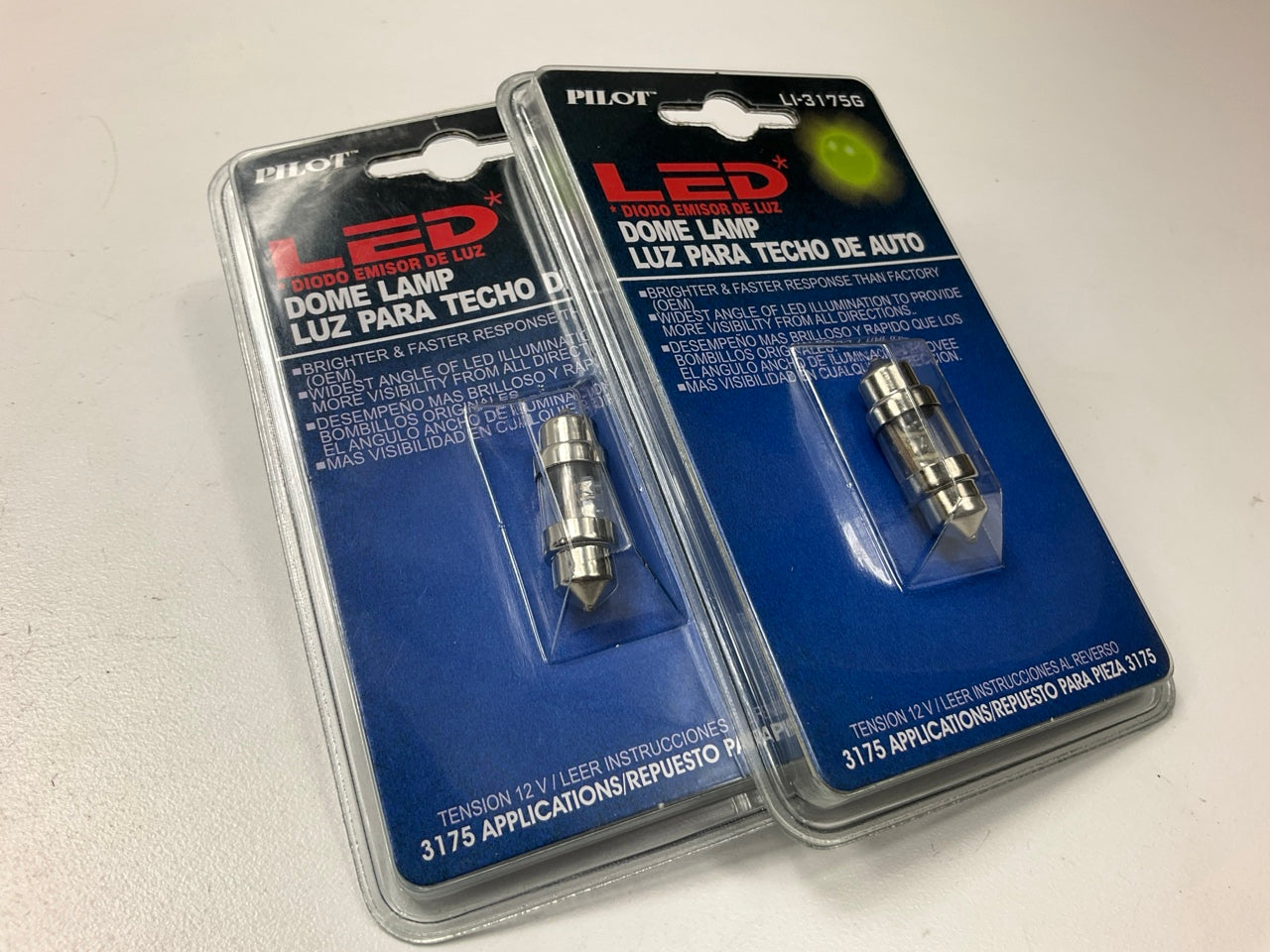 (2) Pilot LI-3175G Green LED Dome Lamp Light Bulb, # 3175