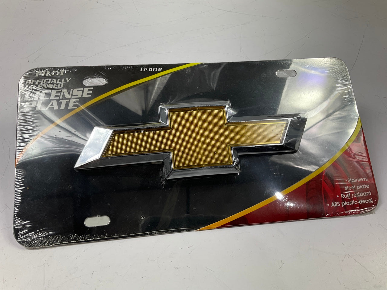 Pilot LP-011B Chrome 3D License Plate With Chevrolet Bowtie Logo