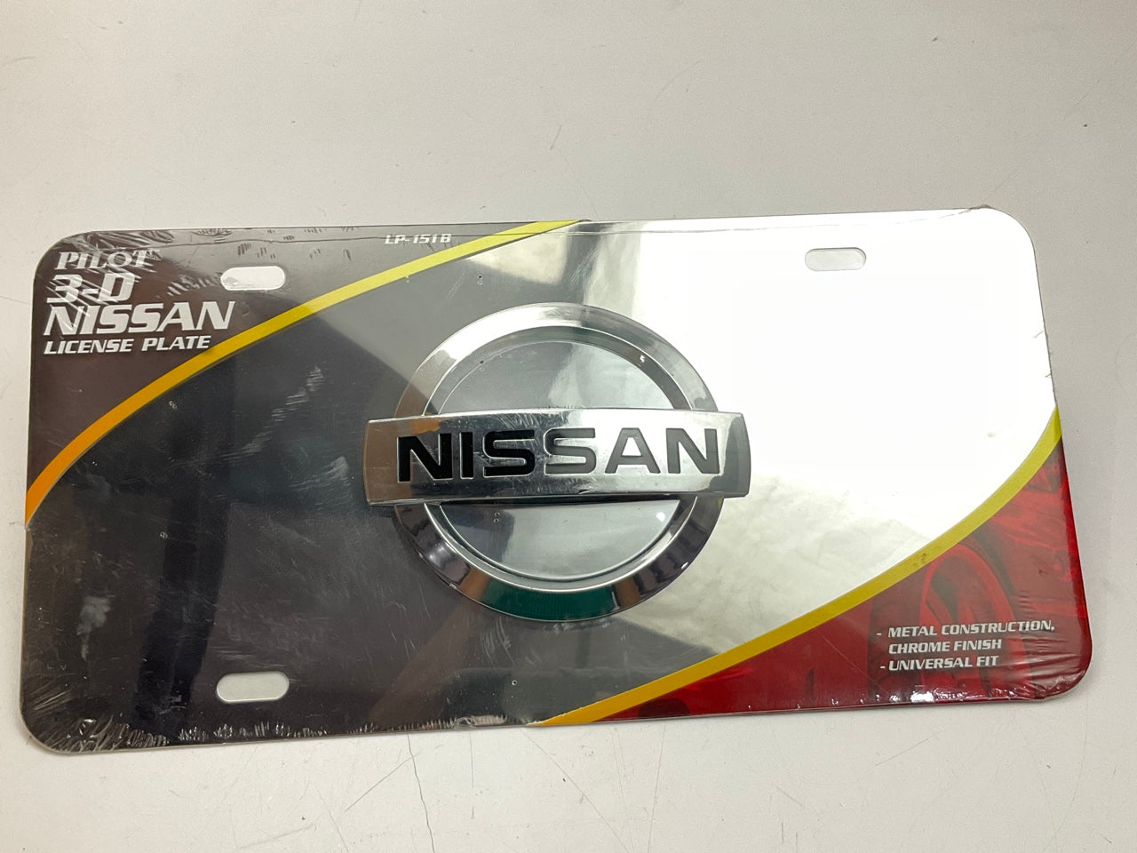 Pilot LP-151B 3D License Plate For Nissan, Universal Fit, Chrome, W/ Raised Logo