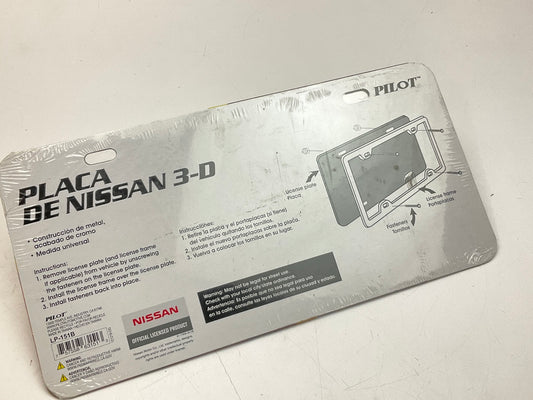 Pilot LP-151B 3D License Plate For Nissan, Universal Fit, Chrome, W/ Raised Logo