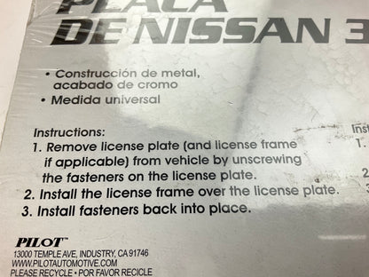 Pilot LP-151B 3D License Plate For Nissan, Universal Fit, Chrome, W/ Raised Logo