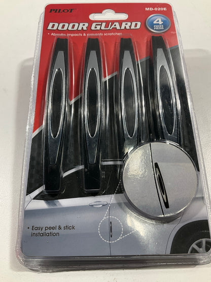Pilot MD-020E Door Guards With Chrome Inlays, Prevents Scratches, Black, 4PC