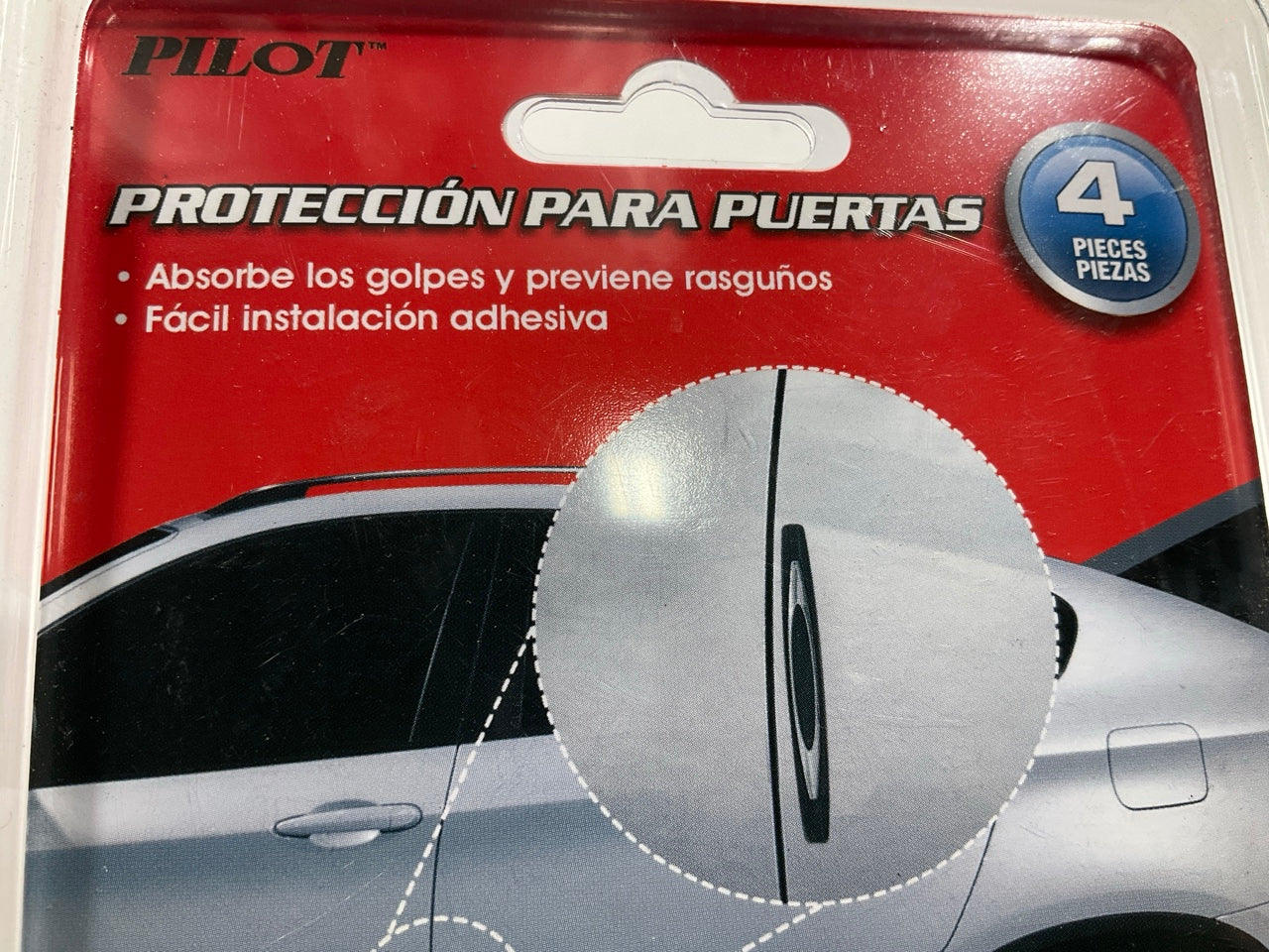 Pilot MD-020E Door Guards With Chrome Inlays, Prevents Scratches, Black, 4PC