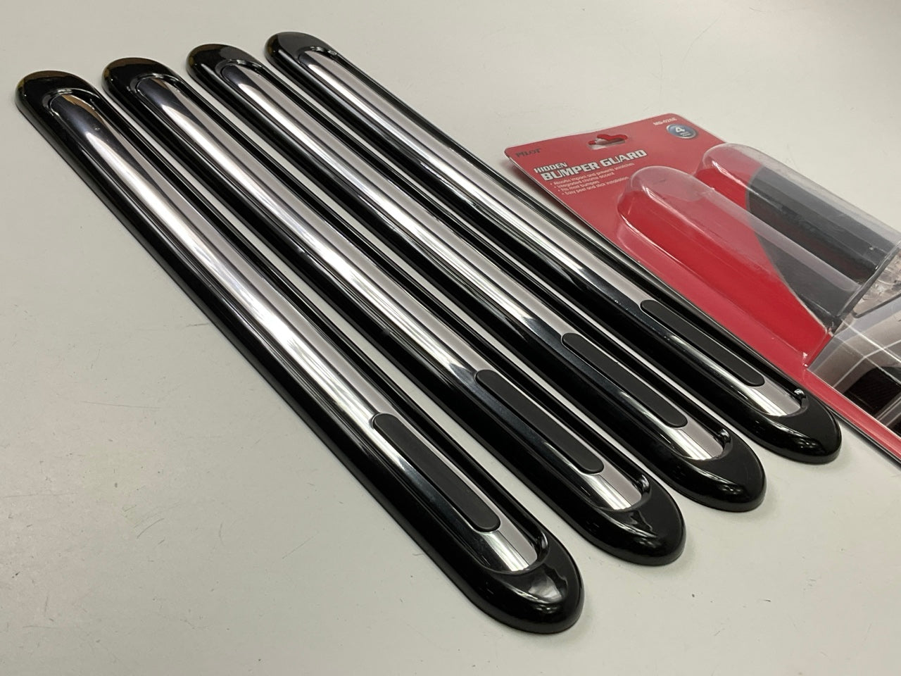 Pilot MD-026E Universal Black / Chrome Hidden Bumper Guards Set, 4PC