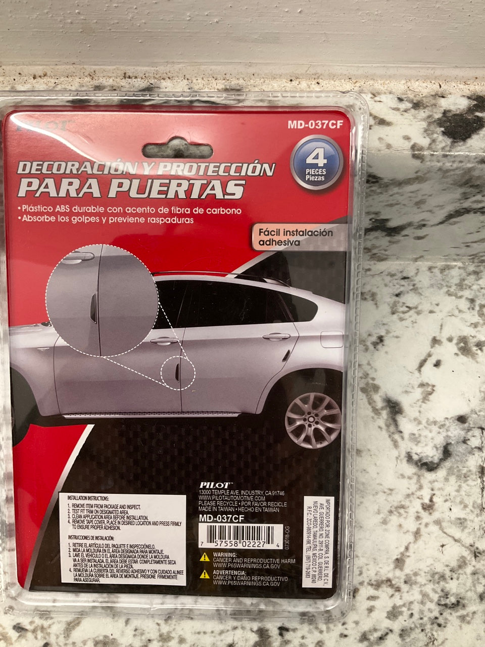 Pilot MD-037CF Universal 4-piece Carbon Fiber Style Door Guard Accent Stickers