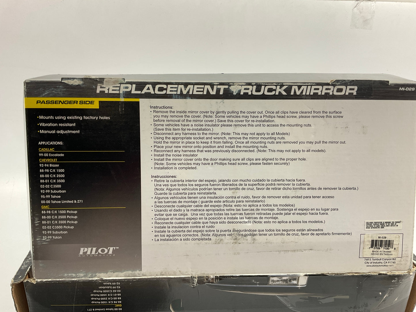 Pilot MI-029 Right Manual Mirror