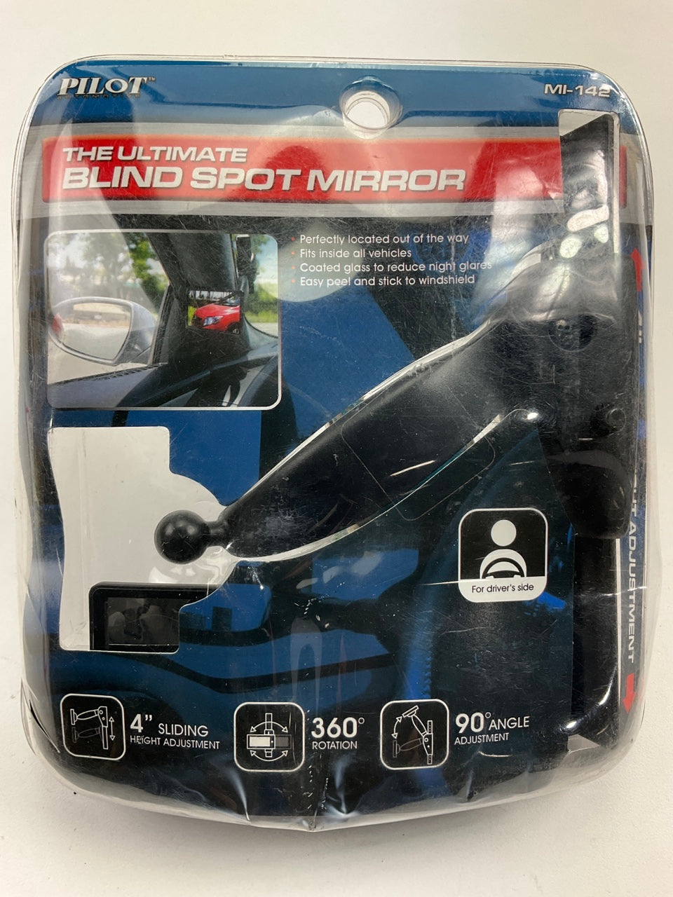 Pilot Automotive MI-142 Adjustable Pillar Mount Blind Spot Mirror, Single
