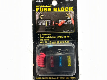 Pilot MS-048 Quick Connect Fuse Block, 10/15/20 AMP, 12V