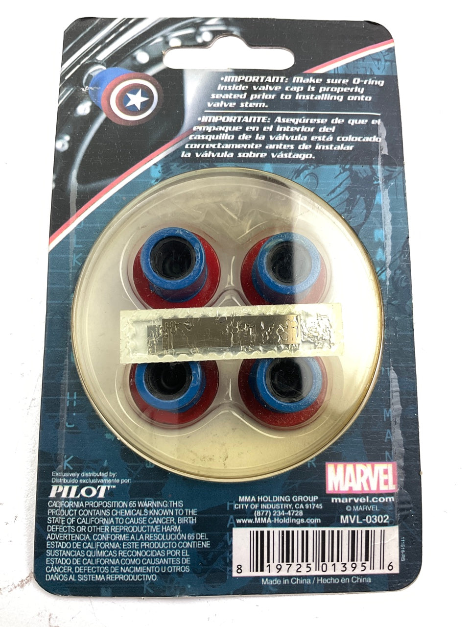 Pilot MVL-0302 Captain America Wheel Valve Stem Caps