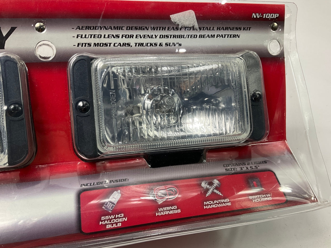 Pilot NV-100P 55 Watt 3''x5.5'' Clear Driving / Fog Lights Lamp Kit, With Switch
