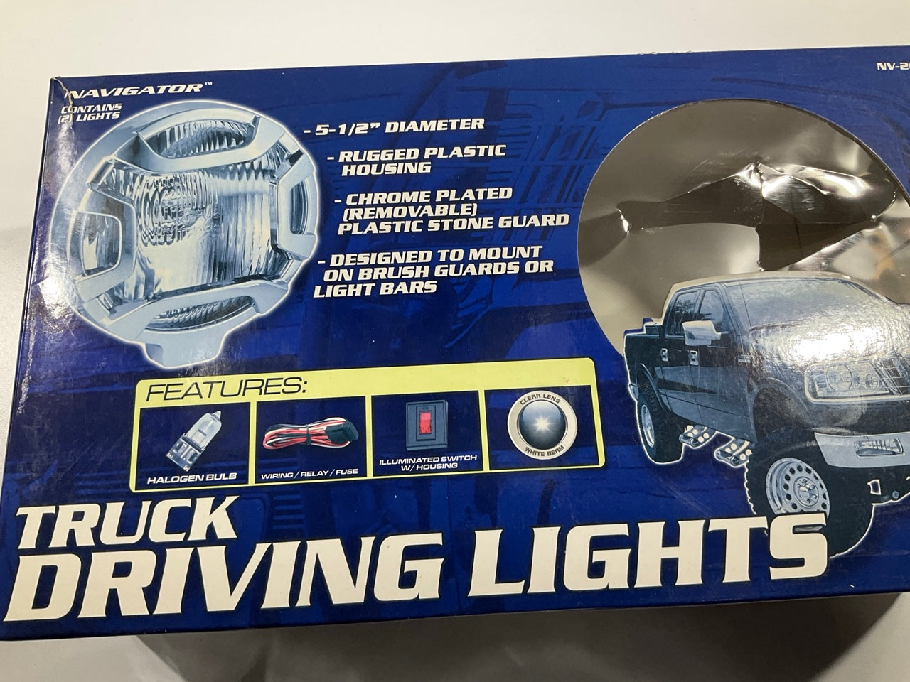 Pilot NV-200C Truck Driving Light Kit, 6''X5-1/2''X2-3/4'', White 55W, Chrome, 2PC